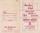 Vintage Menu   Marbax Night Club   Los Angeles, California   Olympic 