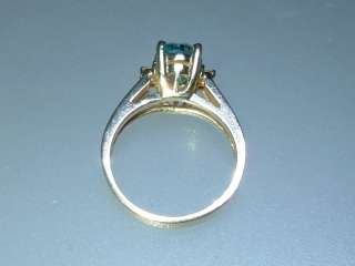 Estate London Blue Topaz Diamond Ring Yellow Gold 14kt  