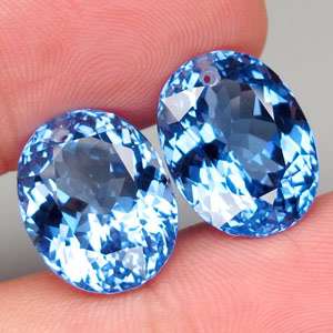 28.10ct.PERFECT PAIR TOP LONDON BLUE TOPAZ (DRILLED)  