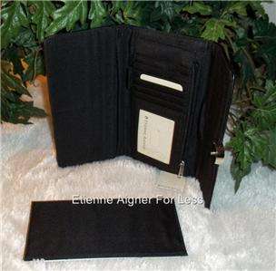 New With Tags Etienne Aigner Merano Check Book Wallet, Clutch, Black 