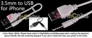 Male 3.5MM Jack Plug to USB Data Cable for iPhone iPod  