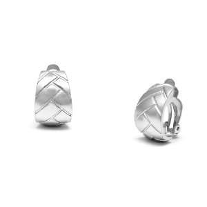   Holman Woven Detailed Half Hoop Clip On Earrings   Silver Jewelry