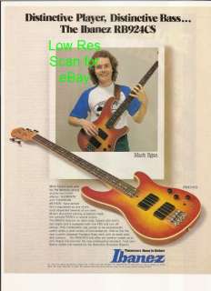 Ibanez RB924CS Bass Guitar Mark Egan 1983 PICTURE AD  