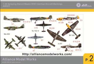   Model Works 148 WWII German Aircraft Markings Stencils AW001  