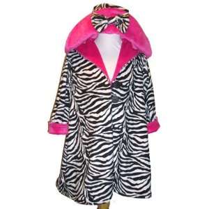  Boutique Zebra and Hot Pink Reversible Minky Coat Set Size 