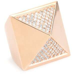  nOir Tapers and Spikes Rose Gold Part Pave Pyramid Ring 