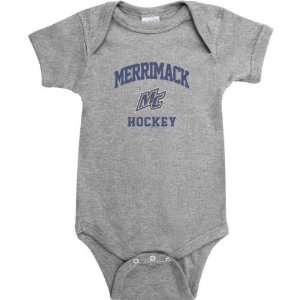 Merrimack Warriors Sport Grey Varsity Washed Hockey Arch Baby Creeper 