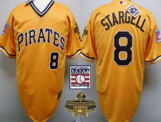   Stargell Pirates #8 Throwback Cooperstown 1971 W/S Patch YLW Jersey
