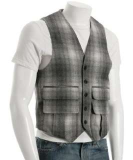 ADAM light grey wool blend plaid vest   
