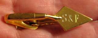 Nice Goldtone Masonic S & F Trowel Tie Clasp  