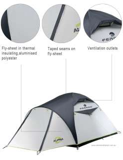 Ferrino Alpha 3 Person Tent Roomy Tough Waterproof Light Camping 