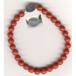  Red Mountain Jade Bracelet with Oval Peace Bead 
