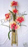 beige red Moth Phalaenopsis orchid flower Bamboo decor  
