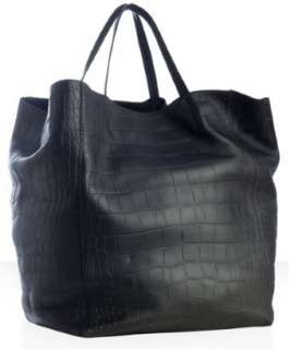 Celine black croc embossed square Cabas shopper tote   up to 