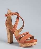 Chloe brown leather braided strap cork platform sandals style 