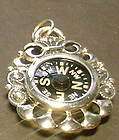 Ornate Victorian Sterling MOVABLE COMPASS pendant charm WORKS  