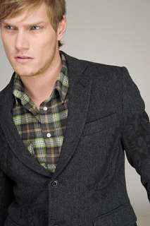 ni ty Charcoal Herringbone Graphic Blazer for men  