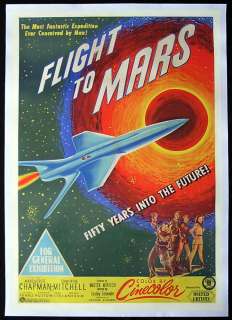 FLIGHT TO MARS 1951 Sci Fi Classic RARE One sheet Movie poster  