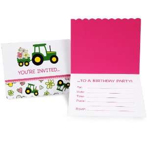  John Deere Pink Invitations (8) Party Supplies Toys 