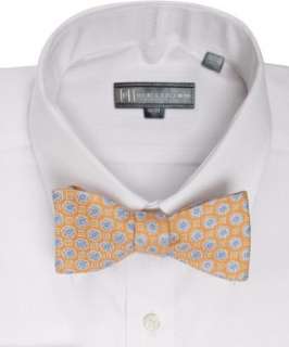 Hickey Freeman apricot floral silk bow tie  