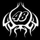 NASCAR 48 (( 1 )) DECAL IN WHITE (((OTHER COLORS Available)))