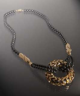 Tuleste Market gunmetal and gold Scrunchy pendant necklace   