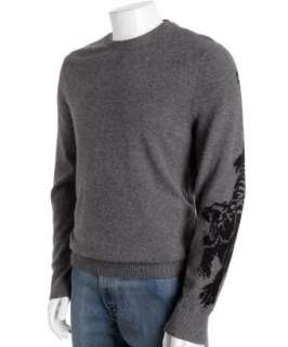 Harrison flannel cashmere crewneck tiger sweater   