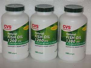 Lot of 3 CVS Natural Fish Oil 1200 Mg 540 Softgels  