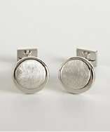 Ike Behar silver brushed round cufflinks style# 319620001