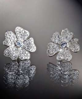 Jardin silver CZ Dogwood flower earrings  