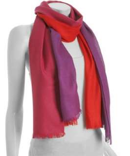 Kashmere red and purple cashmere silk triple layer scarf   up 