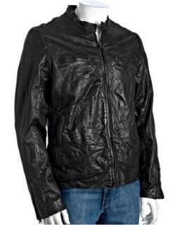 Levis Capital E black leather racer jacket  