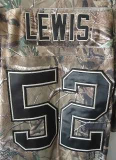   52 Ray Lewis Camo Jersey Shirt Top NFL Adult XL NEW NWT Sewn  