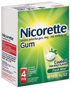 Nicorette Nicotine Gum 4 mg Coated Fresh MINT 100 Pcs  