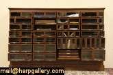 Oak Antique 1900 Cabinet, 58 Glass Front Drawers  