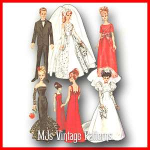 Vintage Barbie Tammy Doll Pattern ~ Wedding Dress, Prom  