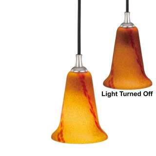   Pendant Lighting Fixture OR Track Light, Brushed Nickel, Amber Glass