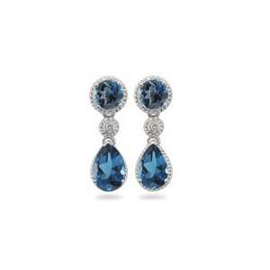  5.08 Cts London Blue Topaz Earrings in 14K White Gold 