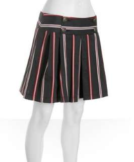 Nanette Lepore red cotton Admiral Stripe pleated skirt   up 