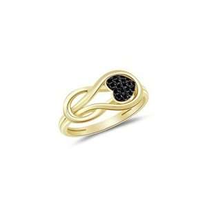   Cts Black Diamond Heart Love Knot Ring in 14K Yellow Gold 5.5 Jewelry
