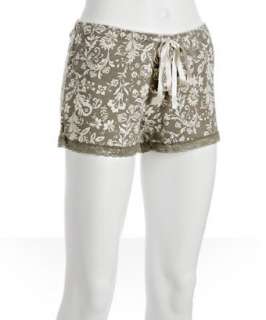 PJ Salvage taupe floral jersey English Garden pajama shorts 