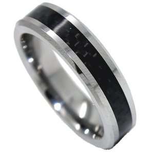  Black Carbon Fiber Mens Wedding Ring Engagment Band Size (9) Jewelry