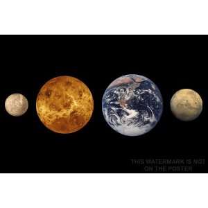   , Earth and Mars (shown to scale)   24x36 Poster 