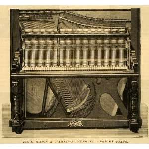  1884 Print Mason & Hamlin Antique Upright Piano Instrument 