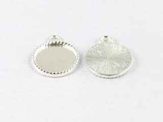 10pcs Silver plated Cabochon Settings Pendant Trays picture frame 