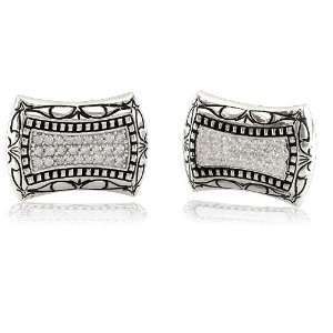  Mens Large CZ Cubic Zirconia Cufflinks in Sterling Silver 