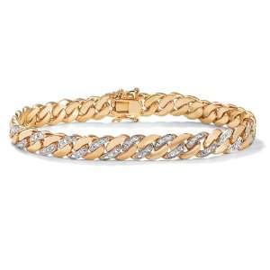   Mens 18k Gold Plated Diamond Accent Curb Link Bracelet Jewelry