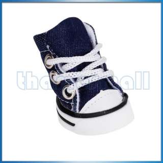 Pet Dog Casual Sport Denim Non slip Shoes Boots Sneakers w/ Shoelace 