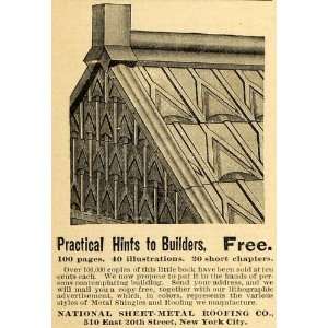  1890 Ad National Sheet Metal Roofing Hints Builders Book 