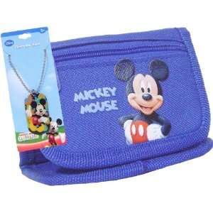  Mickey Mouse Tri fold Blue Wallet & Charm Necklace Toys 
